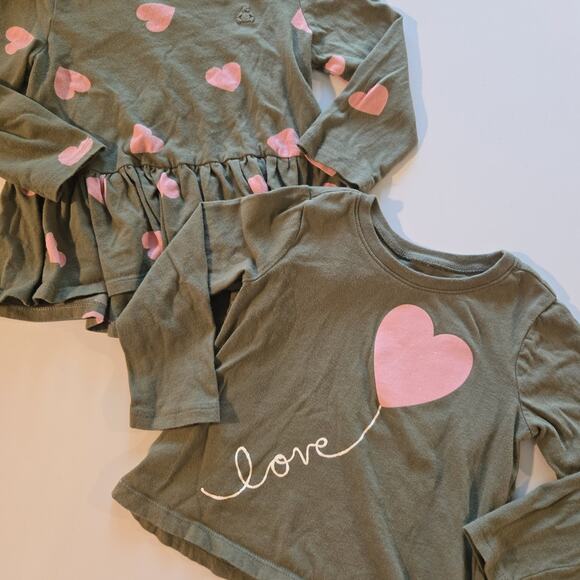 Baby Gap Olive Green Hearts Blouse Bundle 2T - Picture 1 of 5